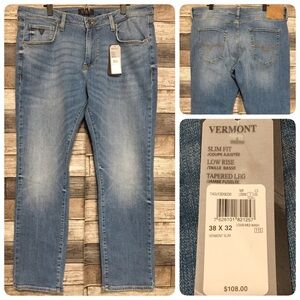 Guess Vermont Slim Tapered Leg Jeans Men’s 38x32 Blue Denim Low Rise Stretch